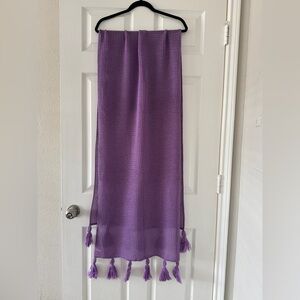 Scarf Lilac Purple Knit Scarf Wrap Shawl with Tassels 21” x 80”